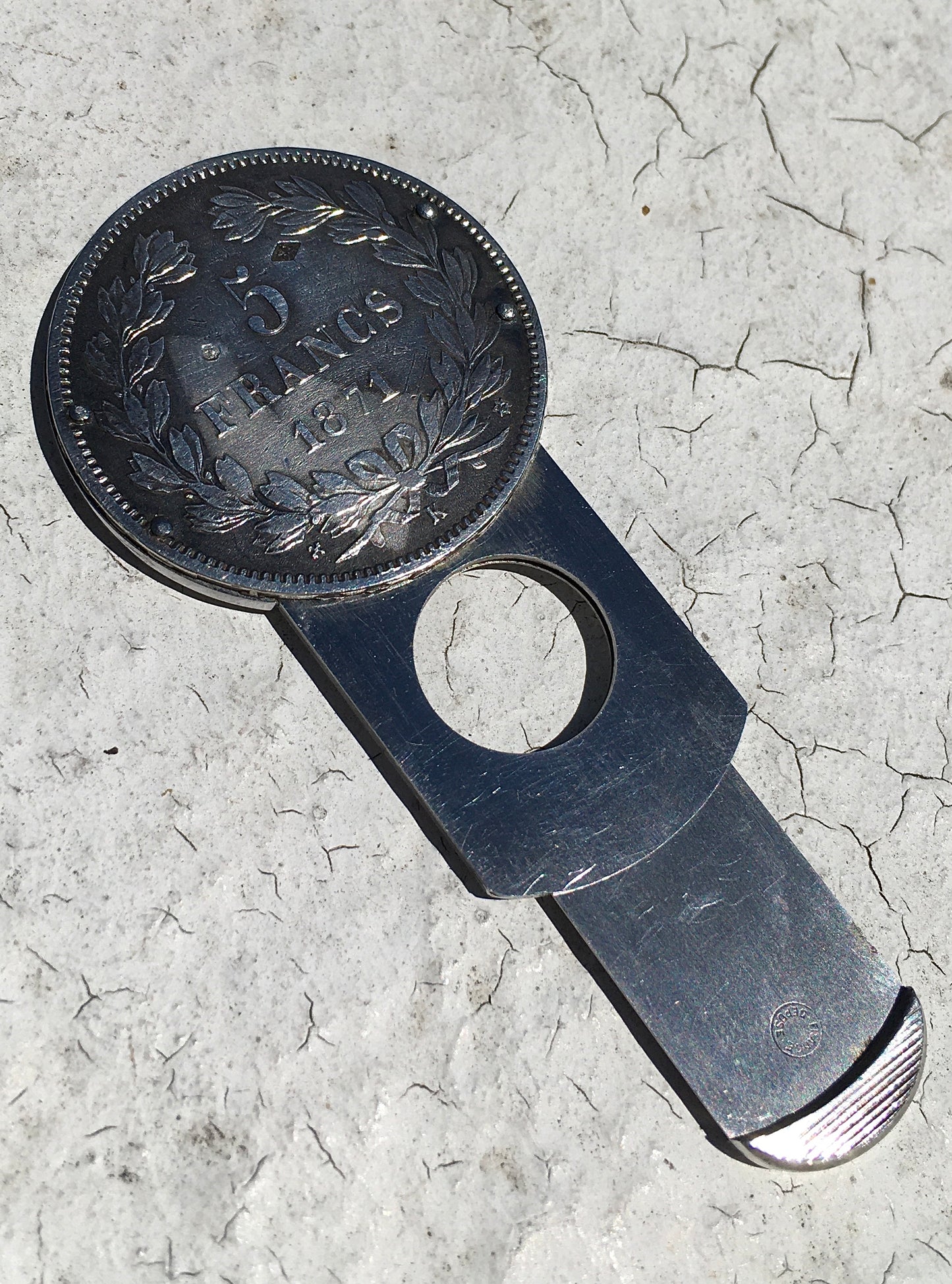 Silver Eloi Pernet 5 Franc Cigar Cutter