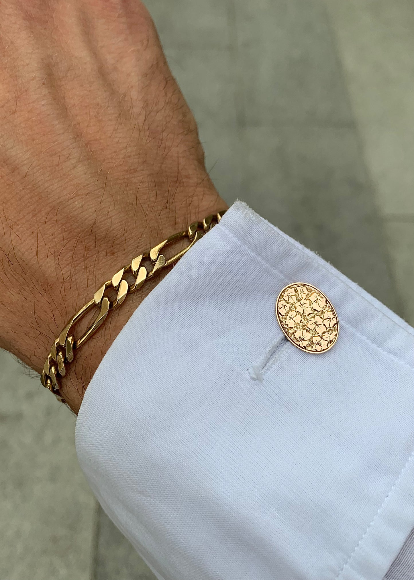 9ct Gold ‘Leaf Etched’ Cufflinks