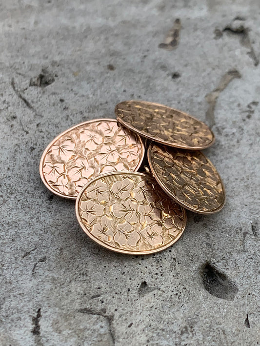 9ct Gold ‘Leaf Etched’ Cufflinks