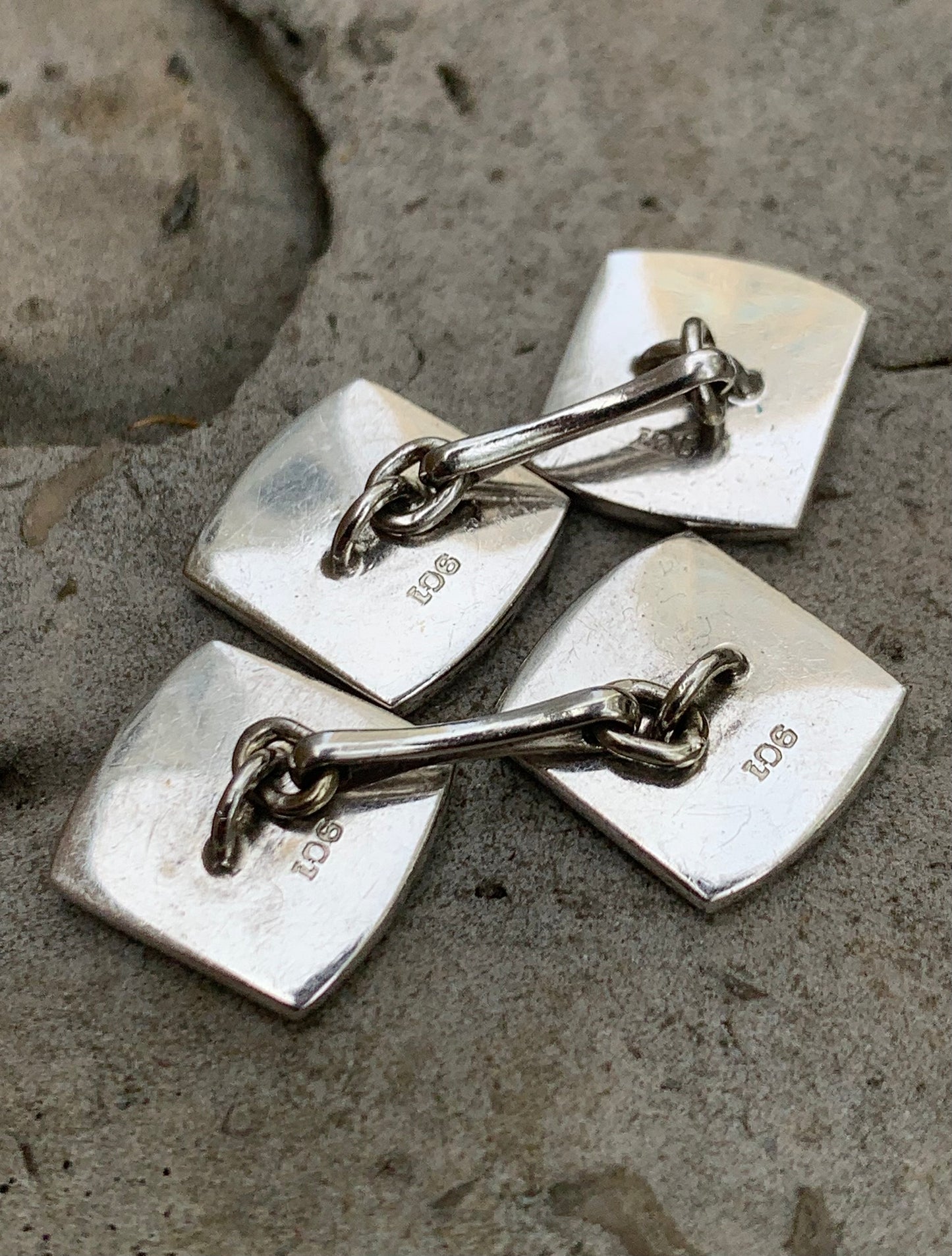 9ct White Gold x Onyx Cufflinks