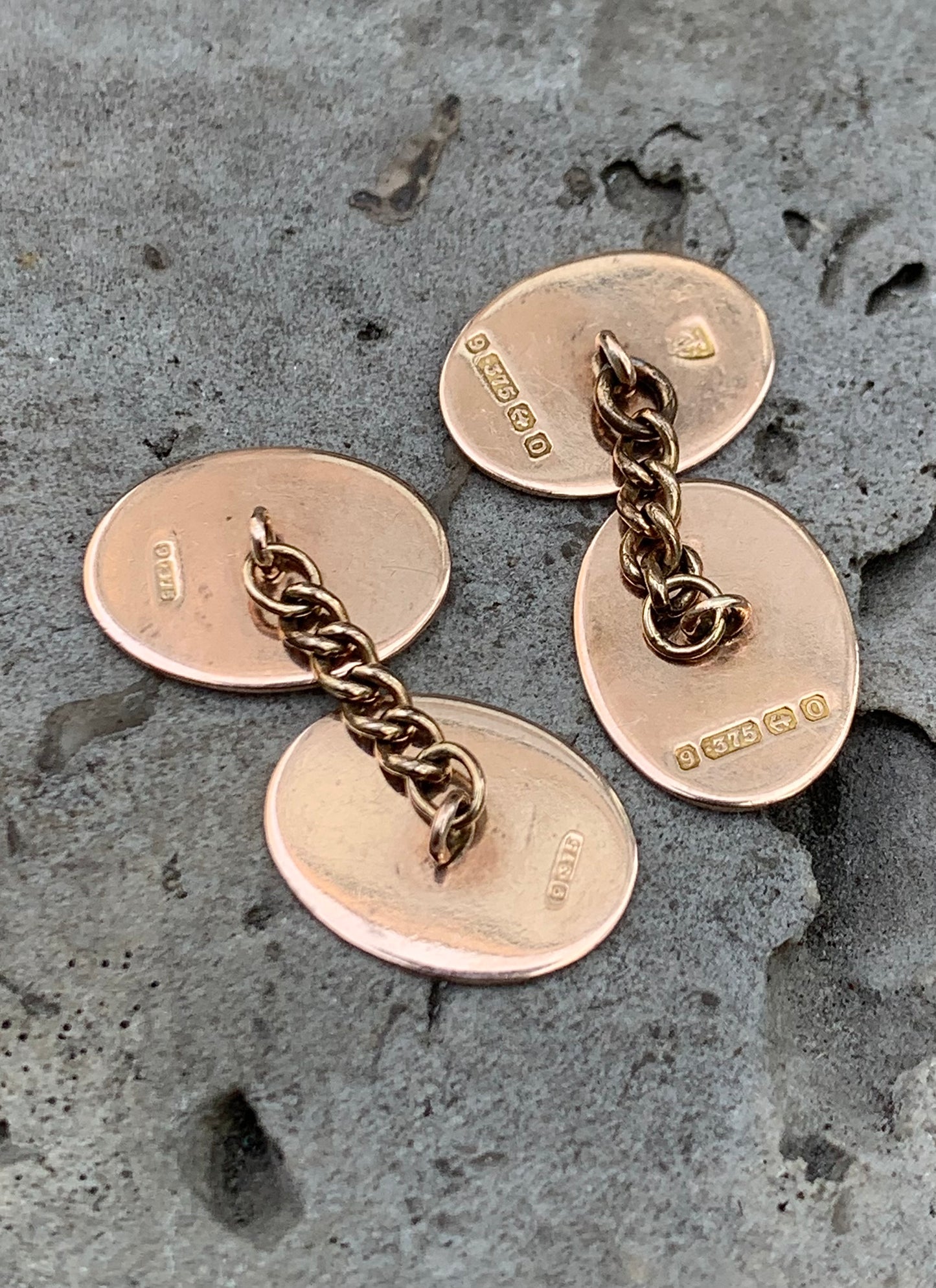 9ct Gold ‘Leaf Etched’ Cufflinks