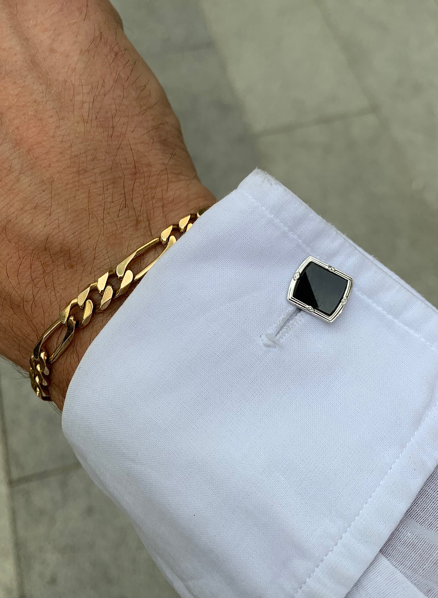 9ct White Gold x Onyx Cufflinks