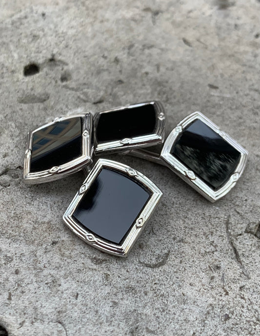 9ct White Gold x Onyx Cufflinks