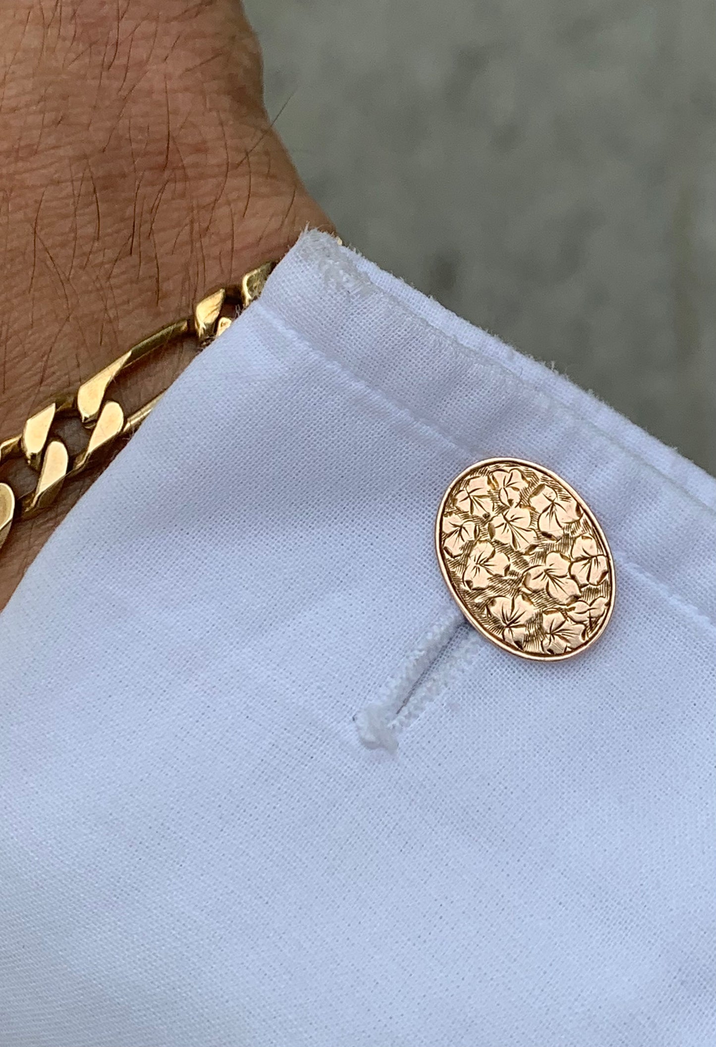 9ct Gold ‘Leaf Etched’ Cufflinks
